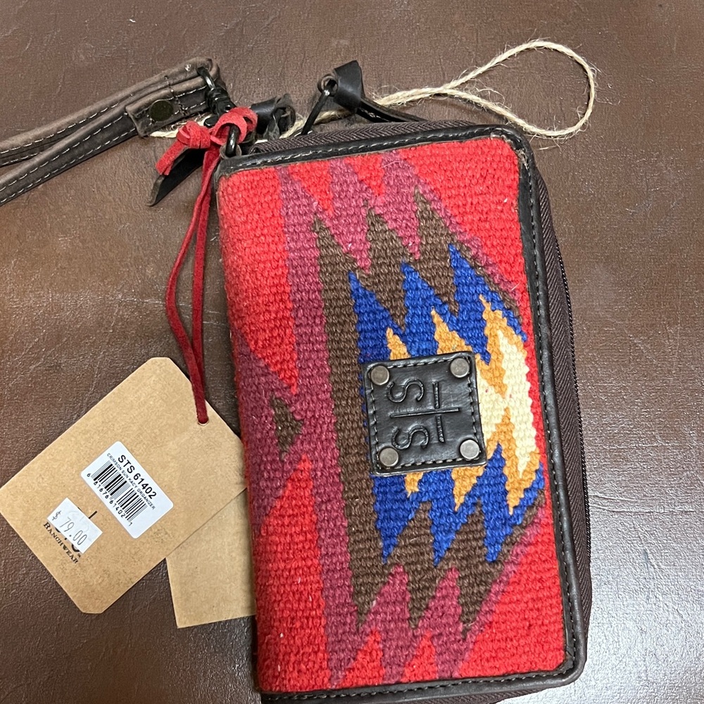 STS Ranchwear Red and Brown Wristlet